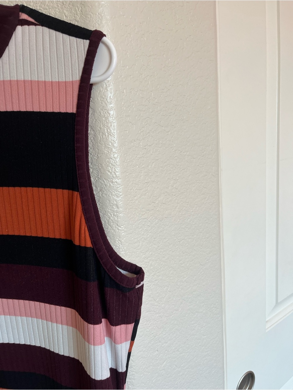 No Boundaries Sleeveless Ribbed Midi Dress - Burgundy, Black, Pink & Orange - Picture 3 of 4
